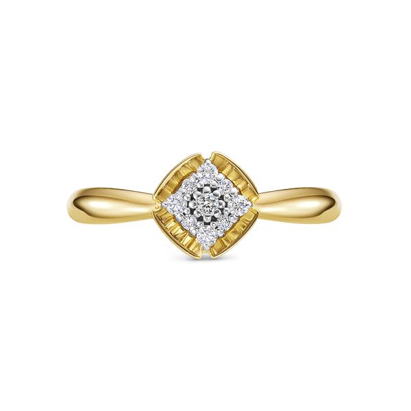 Кольцо с 9 бриллиантами из лимонного золота 126901