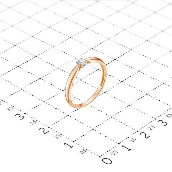 Кольцо с бриллиантом 0.062 карат из красного золота 54532
