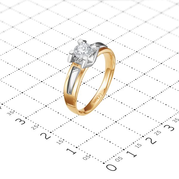 Кольцо с бриллиантом 0.45 карат из комбинированного золота 86741