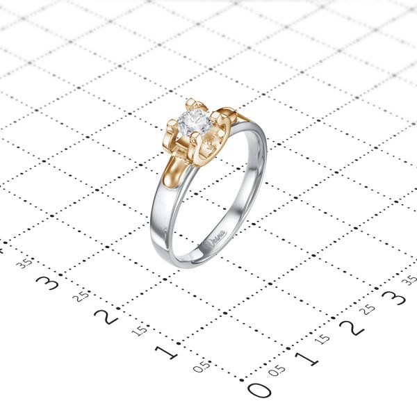 Кольцо с бриллиантом 0.28 карат из комбинированного золота 72025