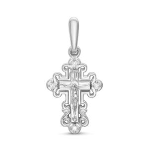 Православный крест с 4 бриллиантами 0.056 карат из белого золота 61905