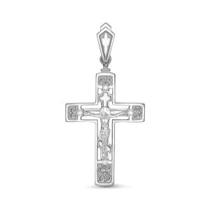 Православный крест с 4 бриллиантами 0.056 карат из белого золота 61891