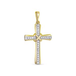 Декоративный крест с 26 бриллиантами 0.13 карат из лимонного золота 118195
