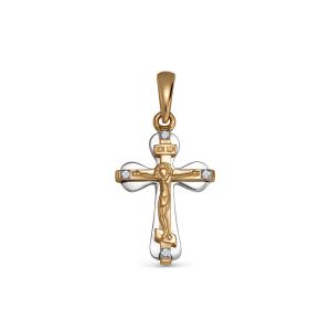 Православный крест с 4 бриллиантами 0.012 карат из комбинированного золота 88603