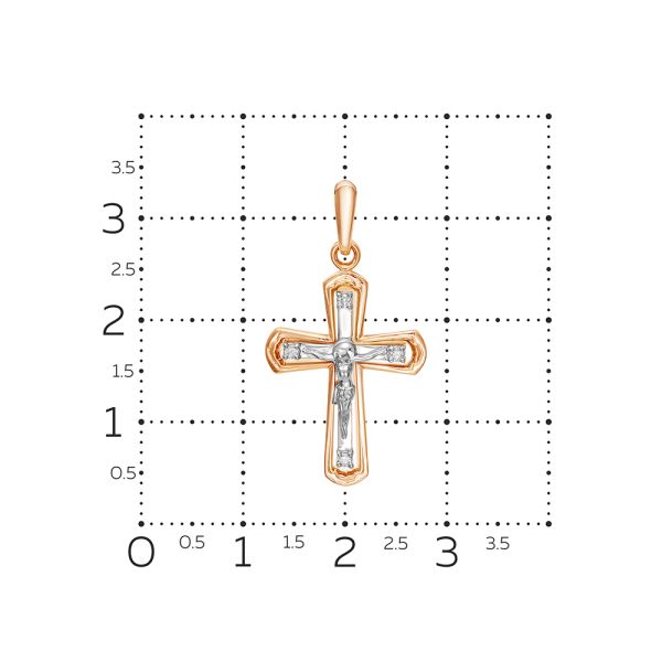 Православный крест с 4 бриллиантами 0.056 карат из красного золота 61892
