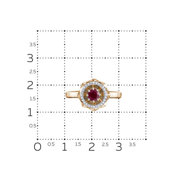 Кольцо с рубином и 28 бриллиантами из красного золота 84759
