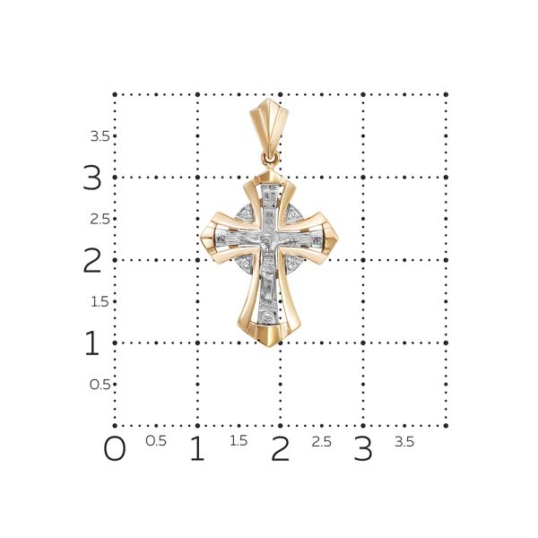 Православный крест с 4 бриллиантами 0.02 карат из комбинированного золота 79441