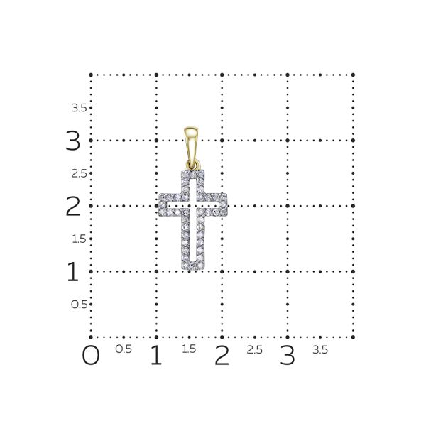 Декоративный крест с 40 бриллиантами 0.2 карат из лимонного золота 115651