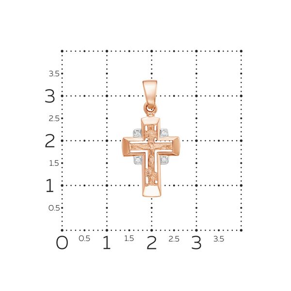 Православный крест с 4 бриллиантами 0.02 карат из красного золота 61924