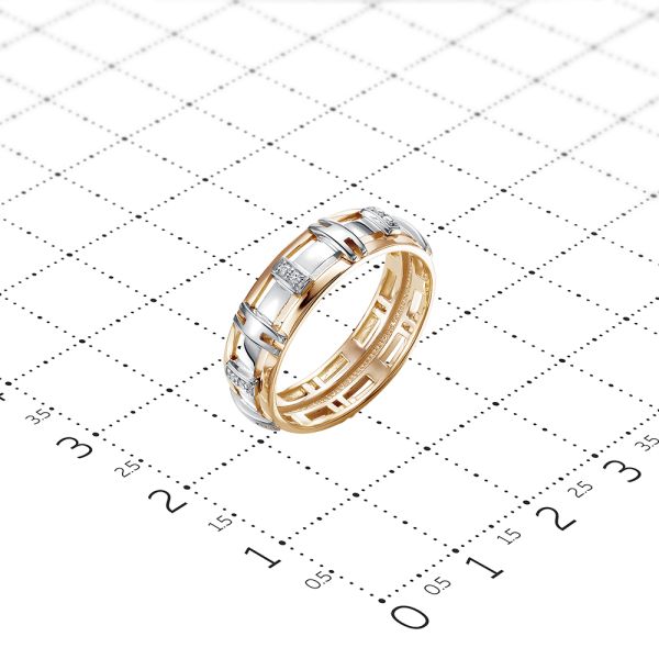 Кольцо с 12 бриллиантами 0.06 карат из комбинированного золота 91224