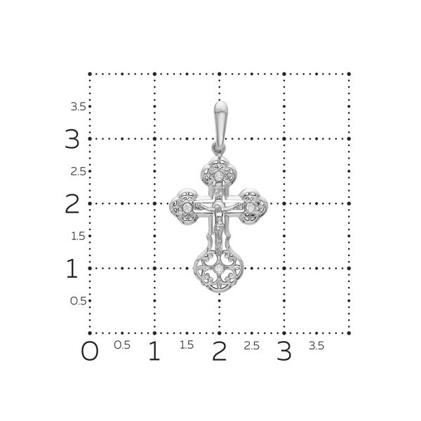 Православный крест с 4 бриллиантами 0.056 карат из белого золота 61909