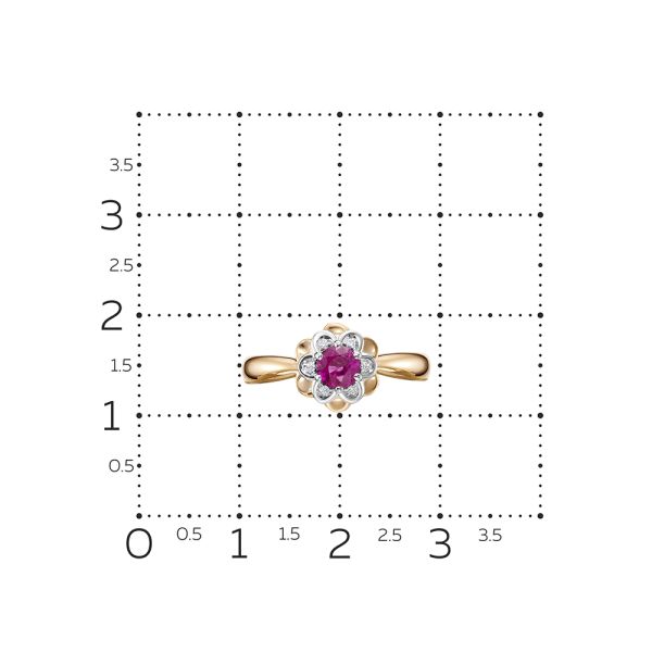 Кольцо с рубином и 6 бриллиантами из красного золота 113232