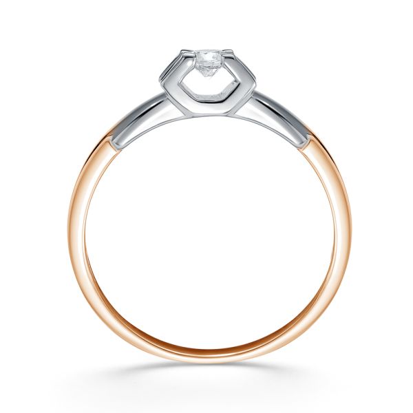 Кольцо с бриллиантом 0.155 карат из комбинированного золота 77507