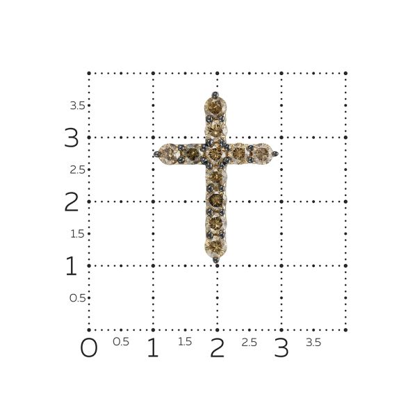 Декоративный крест с 11 коньячными бриллиантами из красного золота 118176