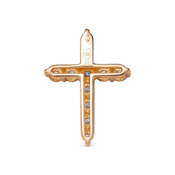 Декоративный крест с 11 бриллиантами 0.49 карат из красного золота 76471