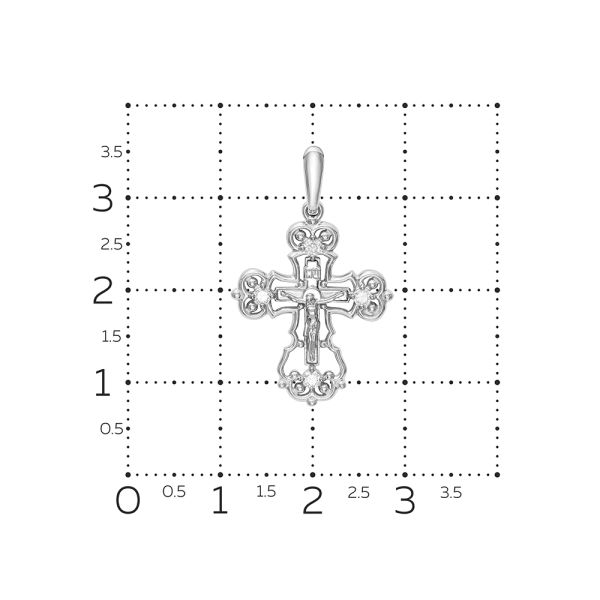 Православный крест с 4 бриллиантами 0.128 карат из белого золота 61901