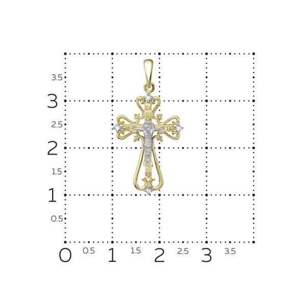 Православный крест с 4 бриллиантами 0.028 карат из комбинированного золота 93387
